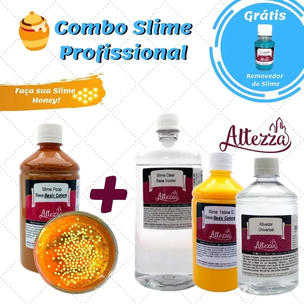 Kit Slime Completo Profissional Slime Honey Combo 12