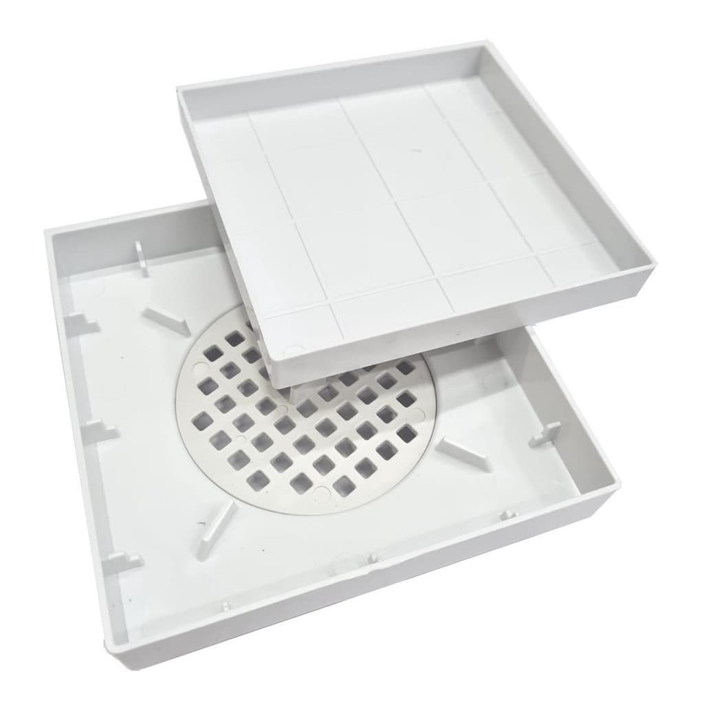Ralo Oculto Linear Seca Piso 10x10 e 15x15 Piso/ Porcelanato Coletor Branco Invisível Evita Insetos e Mal Cheiro Moderno Prático Elegante