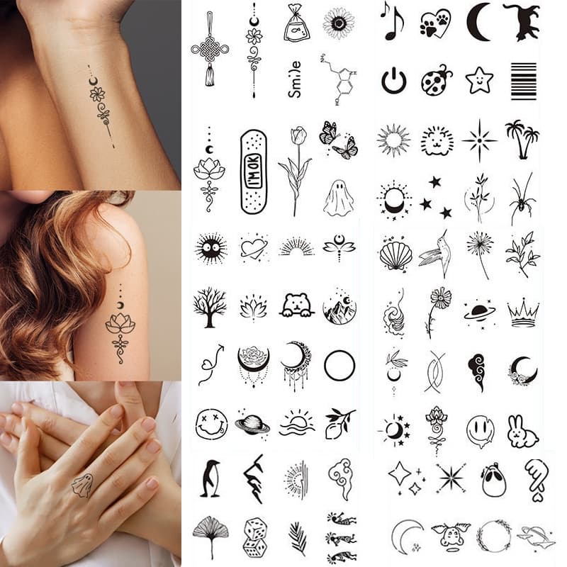 5 Pcs Pequeno Fresco Adesivo De Tatuagem Temporária/Braço Dedo Corpo Arte Falsa Descartável À Prova D'água