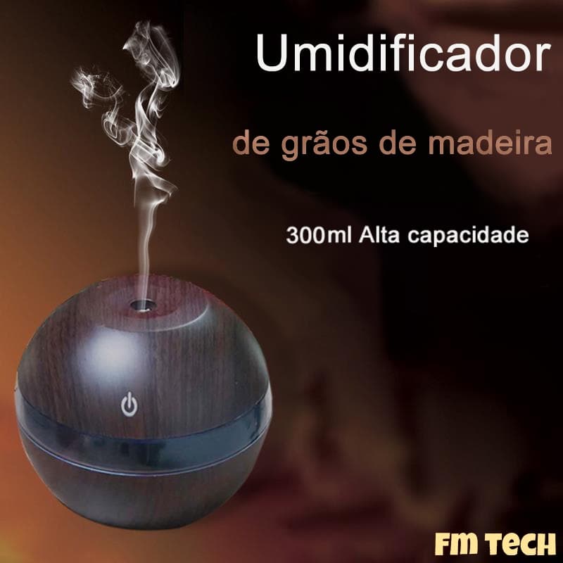 Mini umidificador de ar e difusor de aroma de madeira para ambientes internos