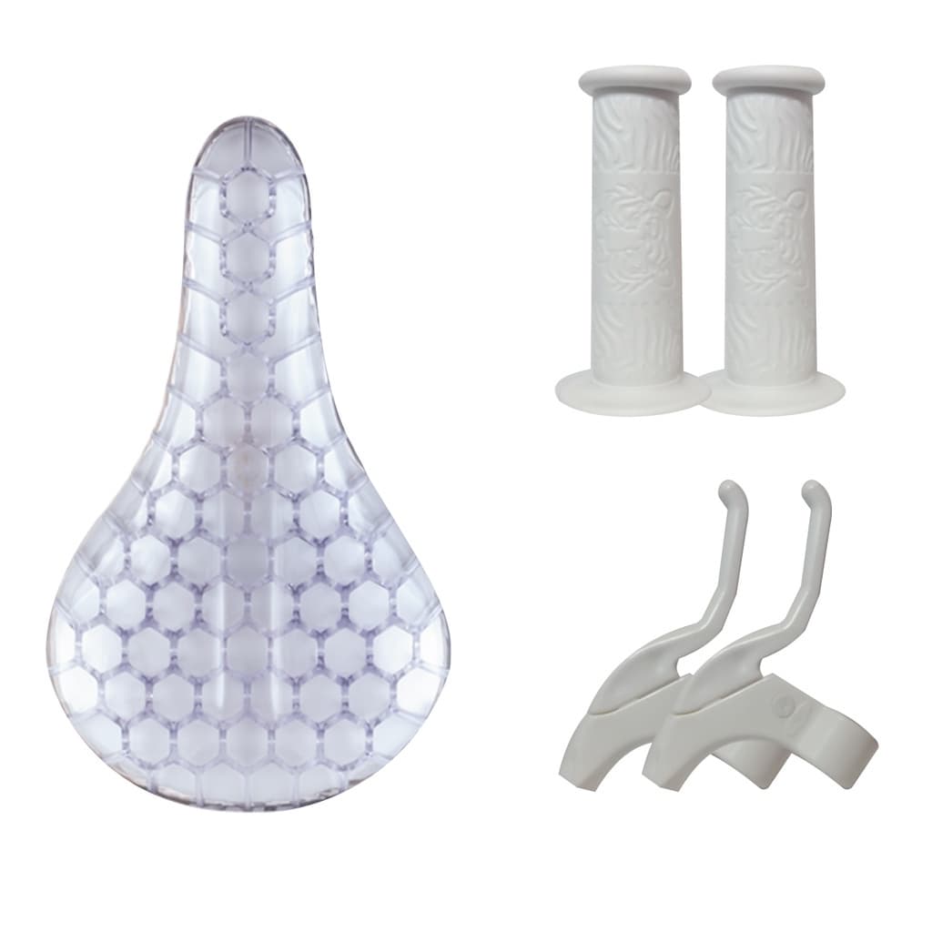 Kit Selim Colmeia, Manopla e Manete Bike aro 16 Branco