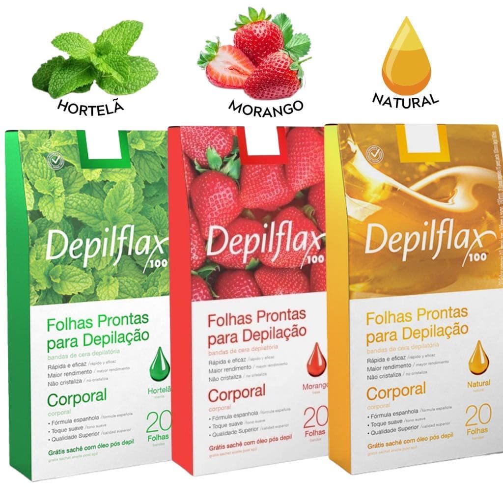 20 Folhas de Cera Depilatória Corporal Depilflax