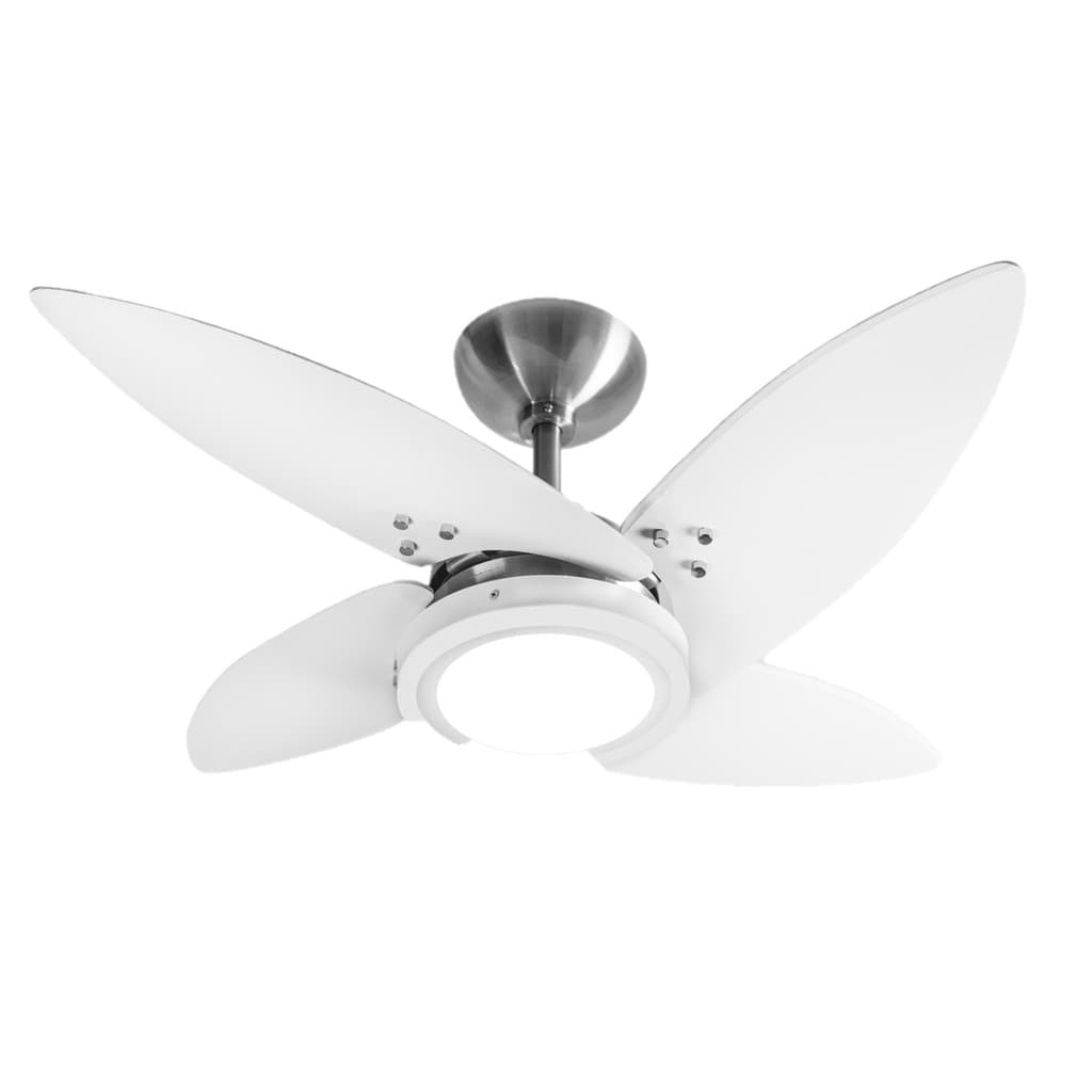 Ventilador De Teto Azzam Com Led Escovado Pás Branca Tron