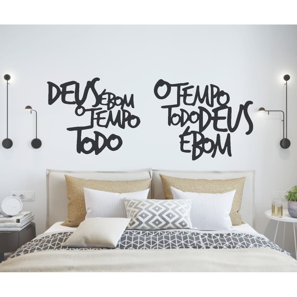 Aplique Deus É Bom O Tempo Todo  2 Frases 60x30cm Religioso