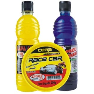KIT AUTOMOTIVO COM CERA, SHAMPOO, PNEU PRETINHO E ESPONJA