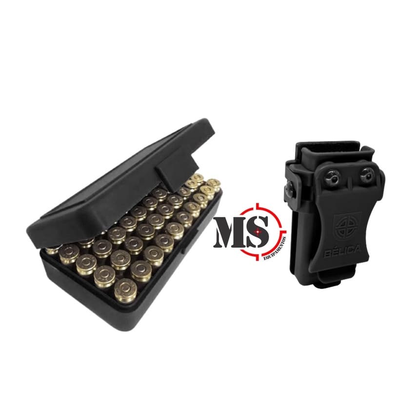 Kit Porta Carregador Velado Universal + Porta Munição 50 Munições Bélica