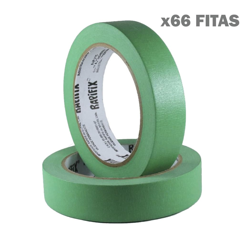 Fita Crepe Automotiva Verde 18x40m Rapifix Caixa C/ 66 Fitas
