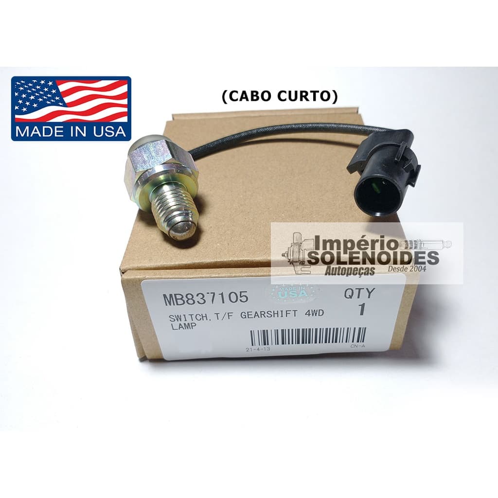 Sensor Interruptor Tração 4x4 Pajero TR4 Plug Preto Cabo Curto MB837105