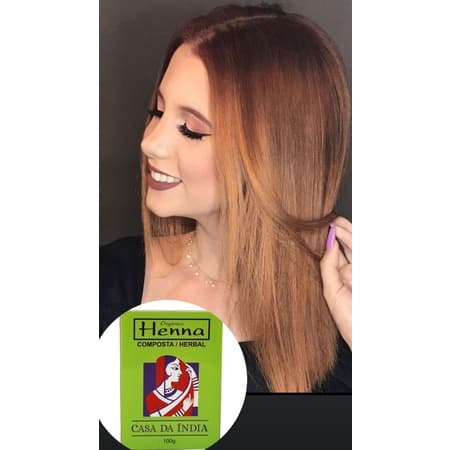 Henna composta / herbal BAQ BODY 100% Natural para cabelo ruivo  Casa da Índia