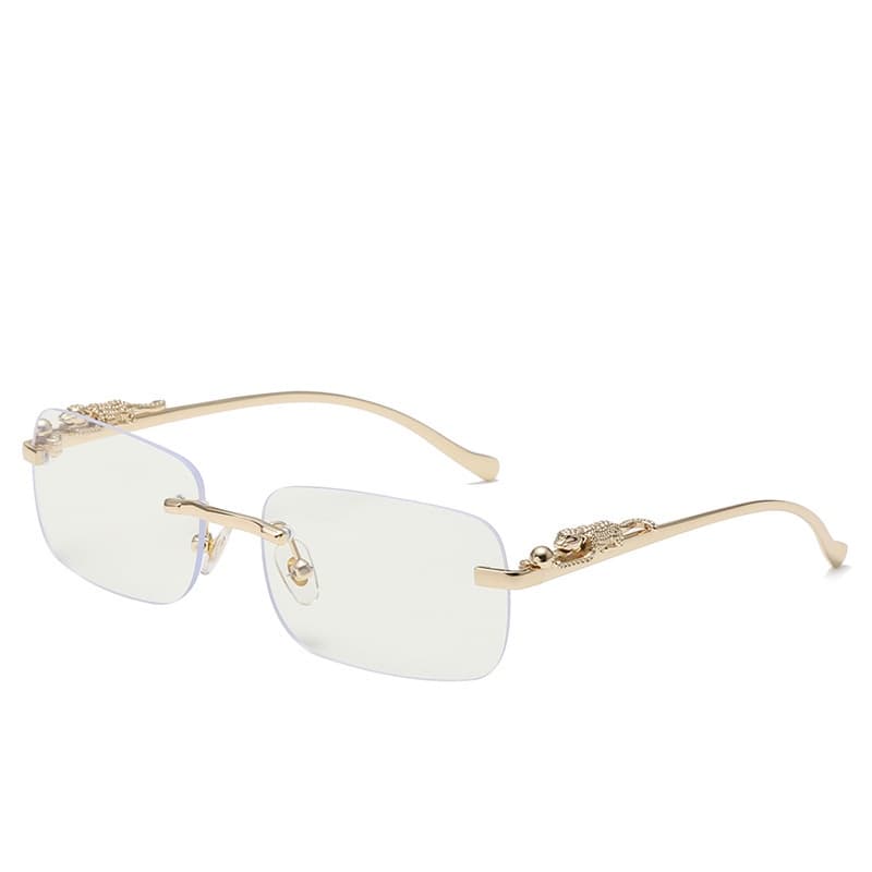 Retro Cheetah Decoração Transparente Oceano Lente Óculos De Sol Tons UV400 Retângulo Feminino Sem Arco Masculino