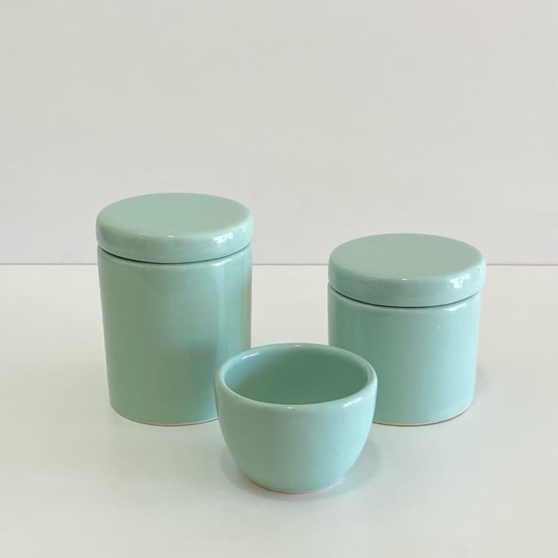 kit higiene cerâmica verde claro 3 peças