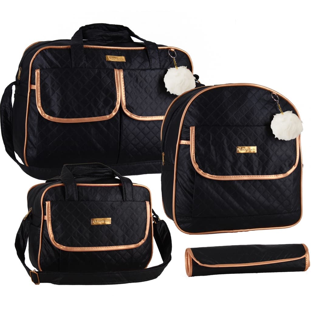Kit Bolsa Bebe Mala Saída Maternidade com Mochila - Cor Preto