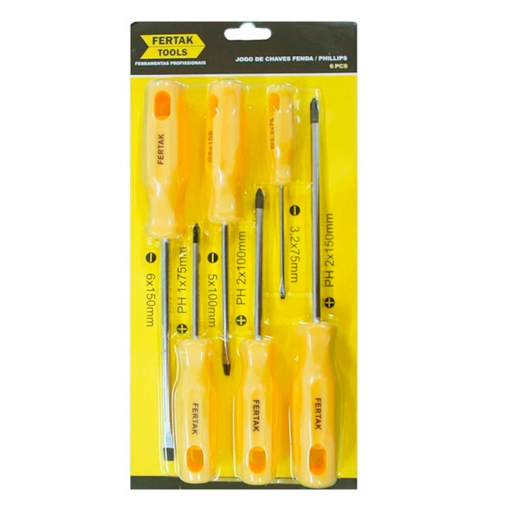 Kit Jogo De Ferramentas Chaves Fendas/Phillips Imantada 6 Pç