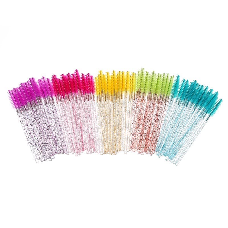 Kit 50 Escovinhas Cristal Com Glitter Para Alongamento De Cilios E Sobrancelhas/ Descartaveis Barata