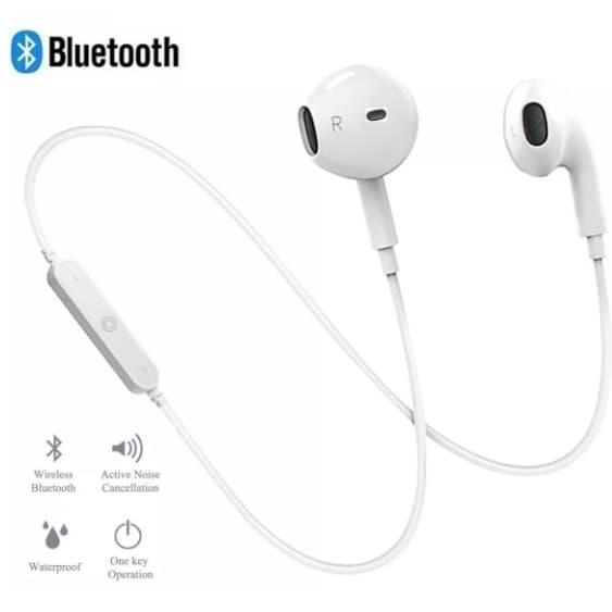 Fone de ouvido bluetooth 4.1 sem fio intra-auricular esportivo headset branco