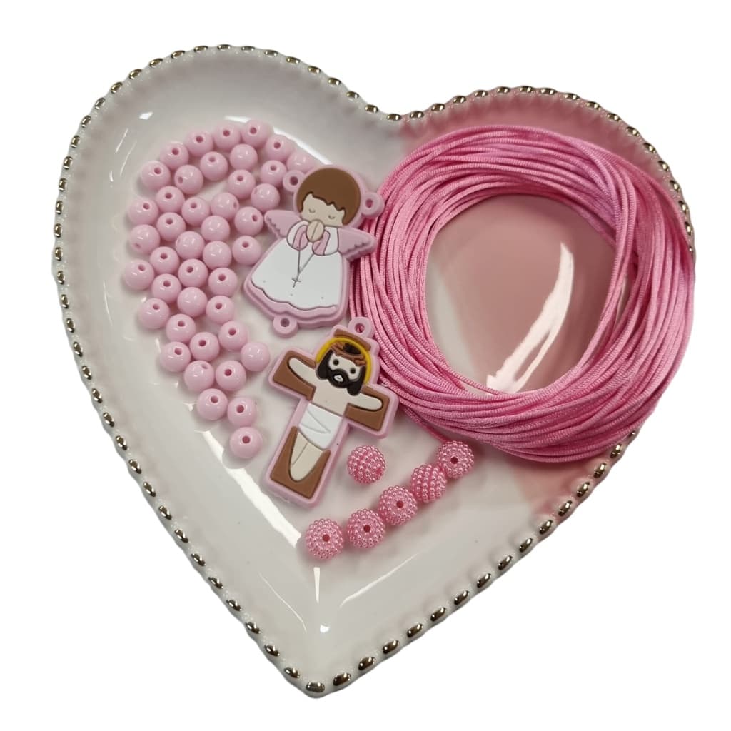Kit para montagem de terço completo com saquinho de organza