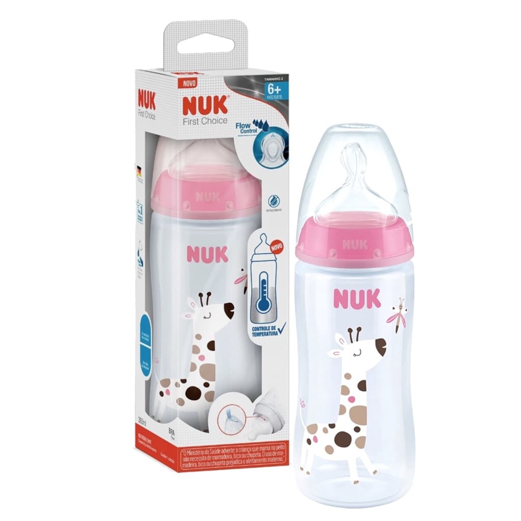 Mamadeira First Choice Girafinha Bico Para Engrossados Bico 6+ 360ml - Nuk