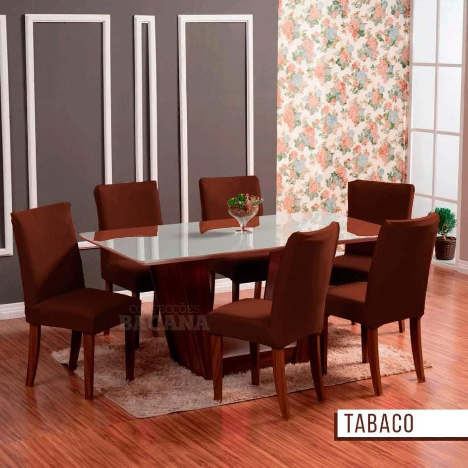 MEGA PROMOÇÃO KIT COM 04 CAPAS DE CADEIRA PARA SALA DE JANTAR - MARROM ENVIO IMEDIATO