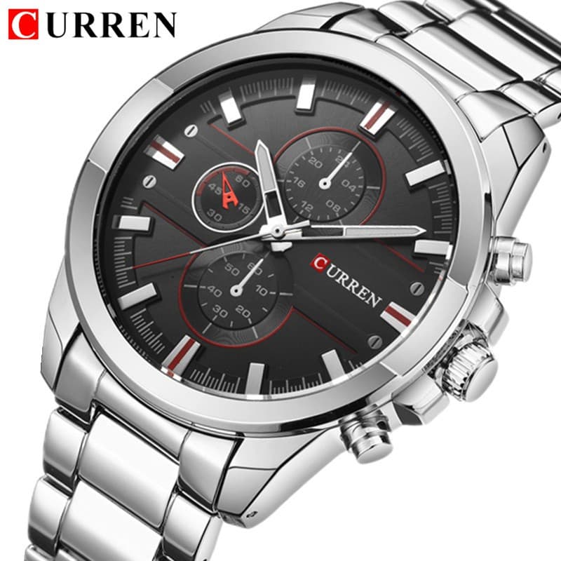 CURREN Marca De Luxo casual Moda Masculina De Quartzo De Aço Inoxidável Relógios De Pulso Esportivos À Prova D'água 8274