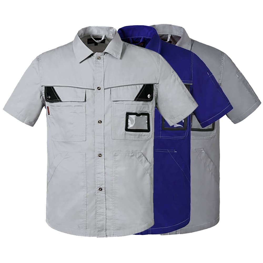 Camisa Masculina Plus Size Estilo Safari , De Polialgodão Sólida Trabalho De Manga Curta Com Vários Bolsos , Camisas De