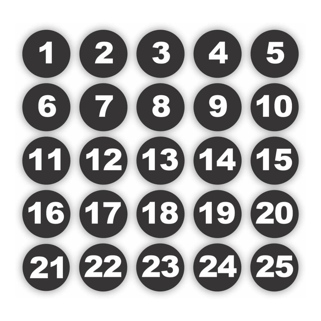 Adesivos Numerados 1 A 50 Redondo Preto Medida 2cm
