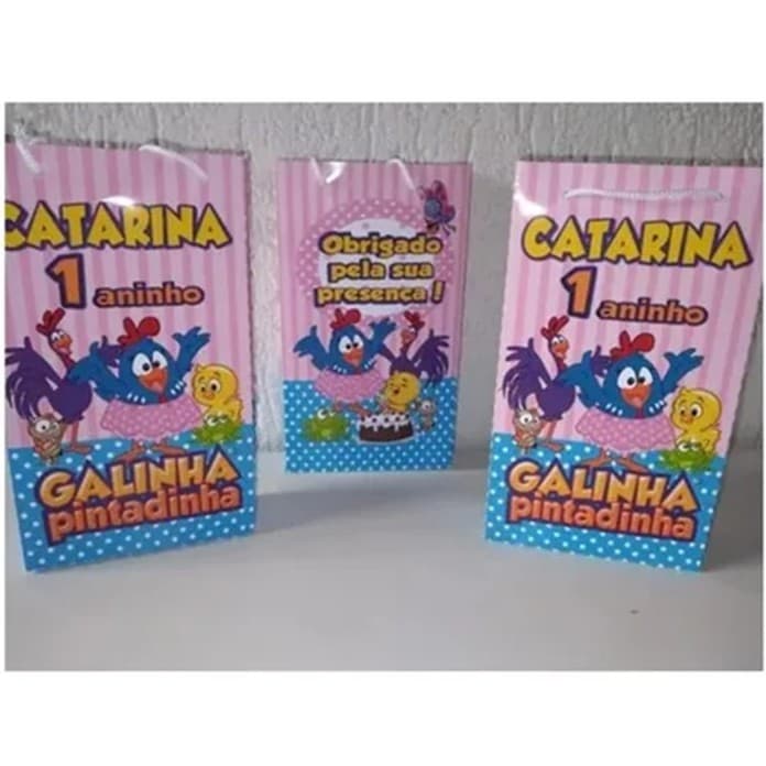 30 Sacolinhas Personalizadas Galinha Pintadinha