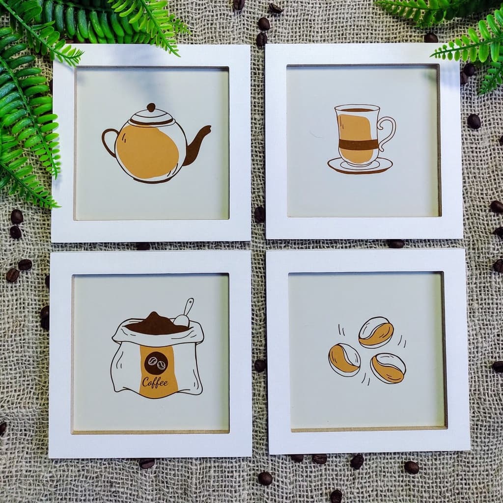 4 Quadros Decorativos Emoldurados Cantinho Do Café Cozinha