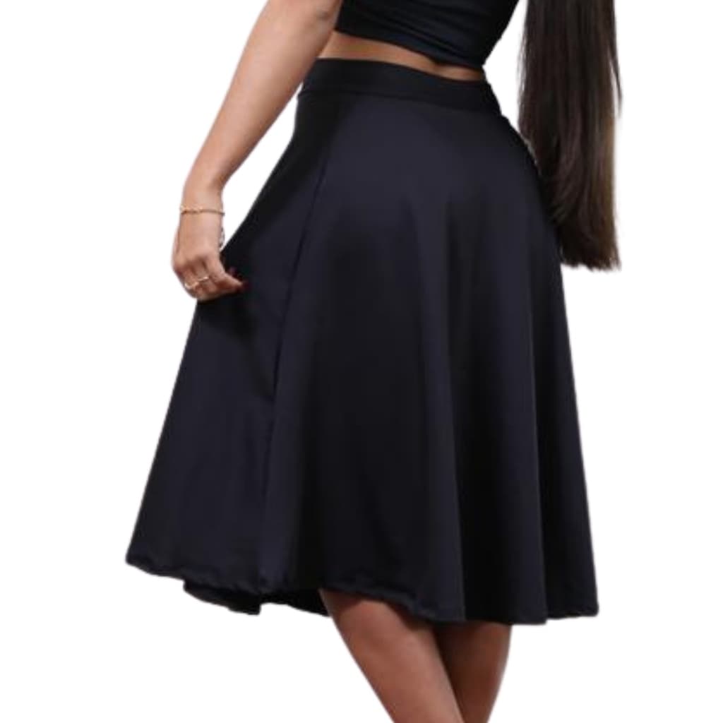 Saia Godê Midi Rodada Soltinha Cintura Alta Moda Evangélica