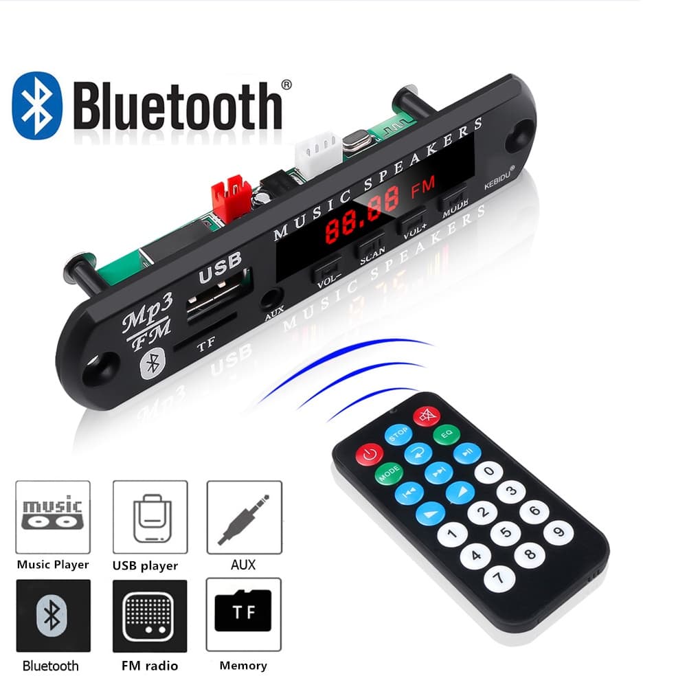 J&M 9 V 12 MP3 Módulo Decodificador Cebola Sem Fio Bluetooth 5.0 Com 40 W Amplificador FM AUX USB Cartão TF Para Stero