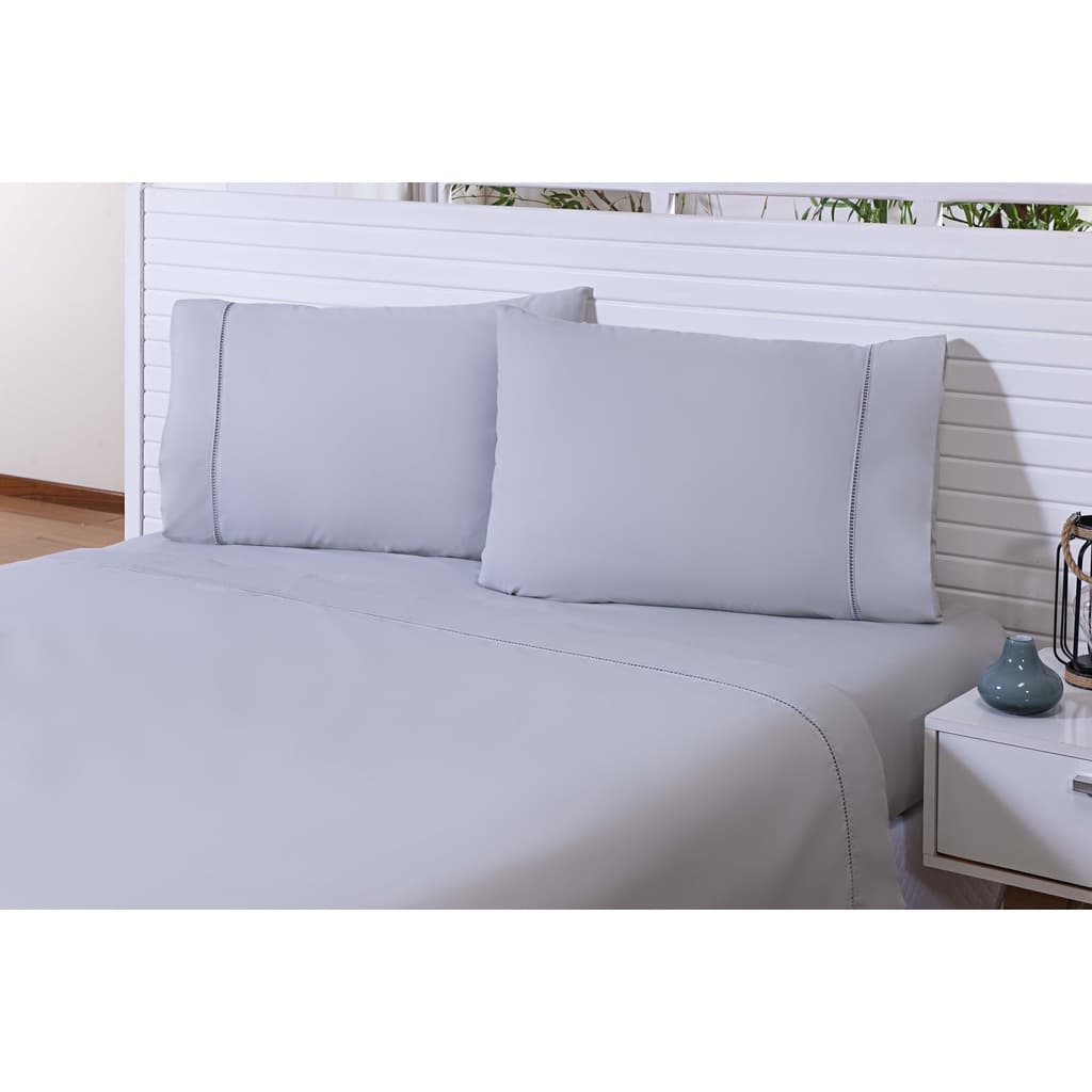 Jogo Lençol 3 Peças Cama Viúva Percal 200 Fios CINZA