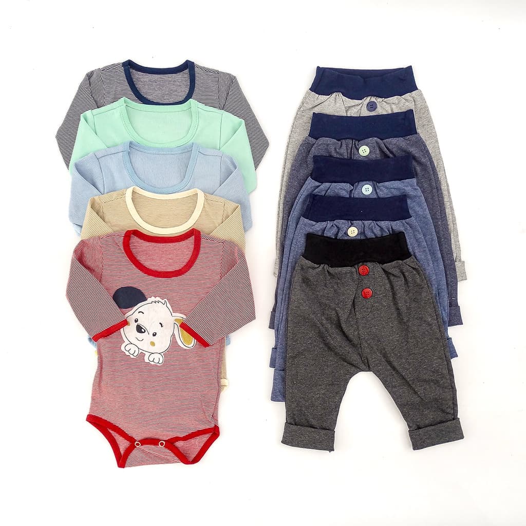 Conjunto Para Bebê Masculino Com Body e Mijão