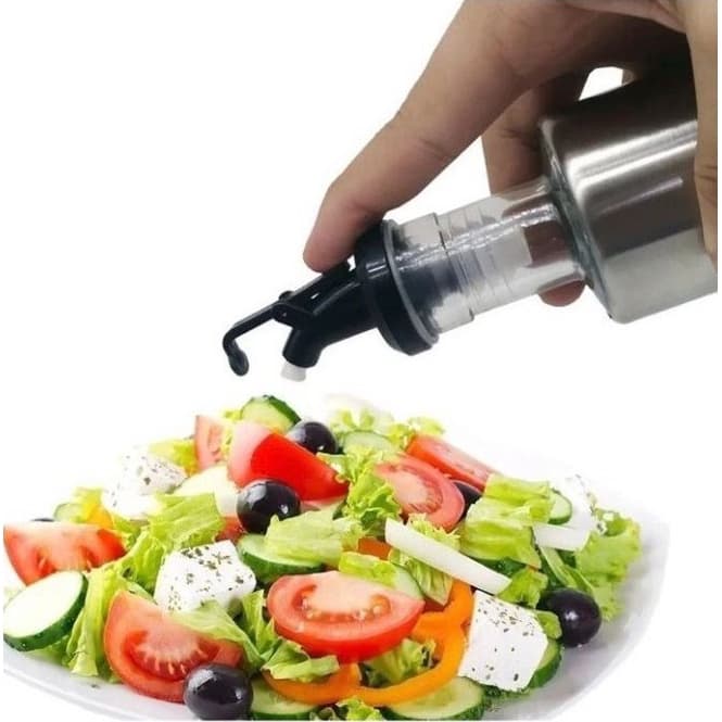 Galheteiro/Garrafa Azeite e Vinagre de Vidro e Aço Inox com Dosador 350ML - Unitário (1682)