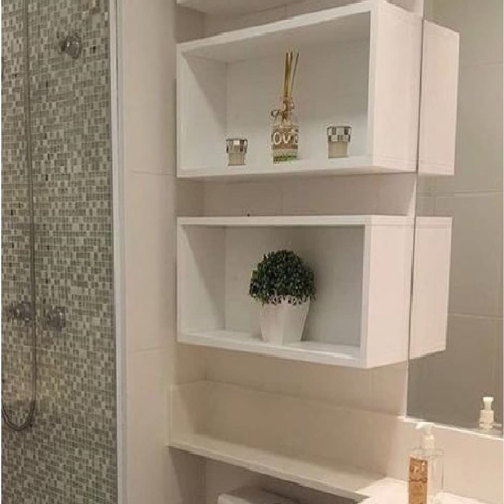 Kit Com 2 Nichos Para Banheiro Branco 50x25x12