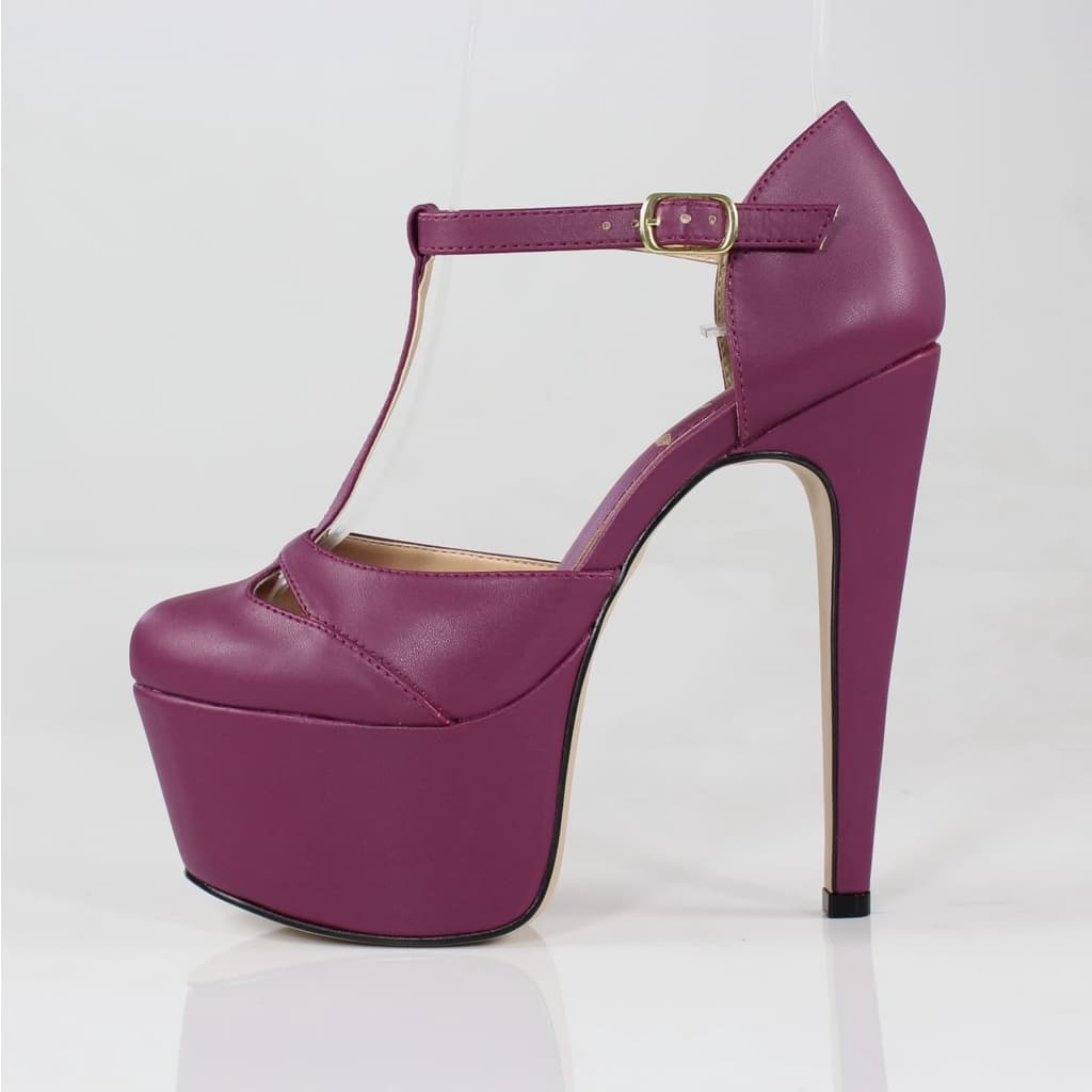 Sandália Salto 15 Week Shoes Bico Fechado Roxo Hibisco