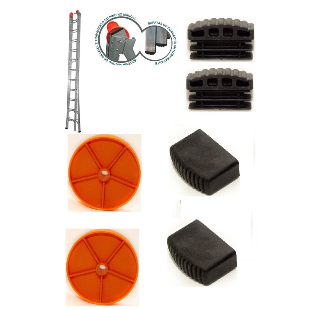 Kit Para Escada Extensiva/articulada Ágata (sapatas + Rodas)