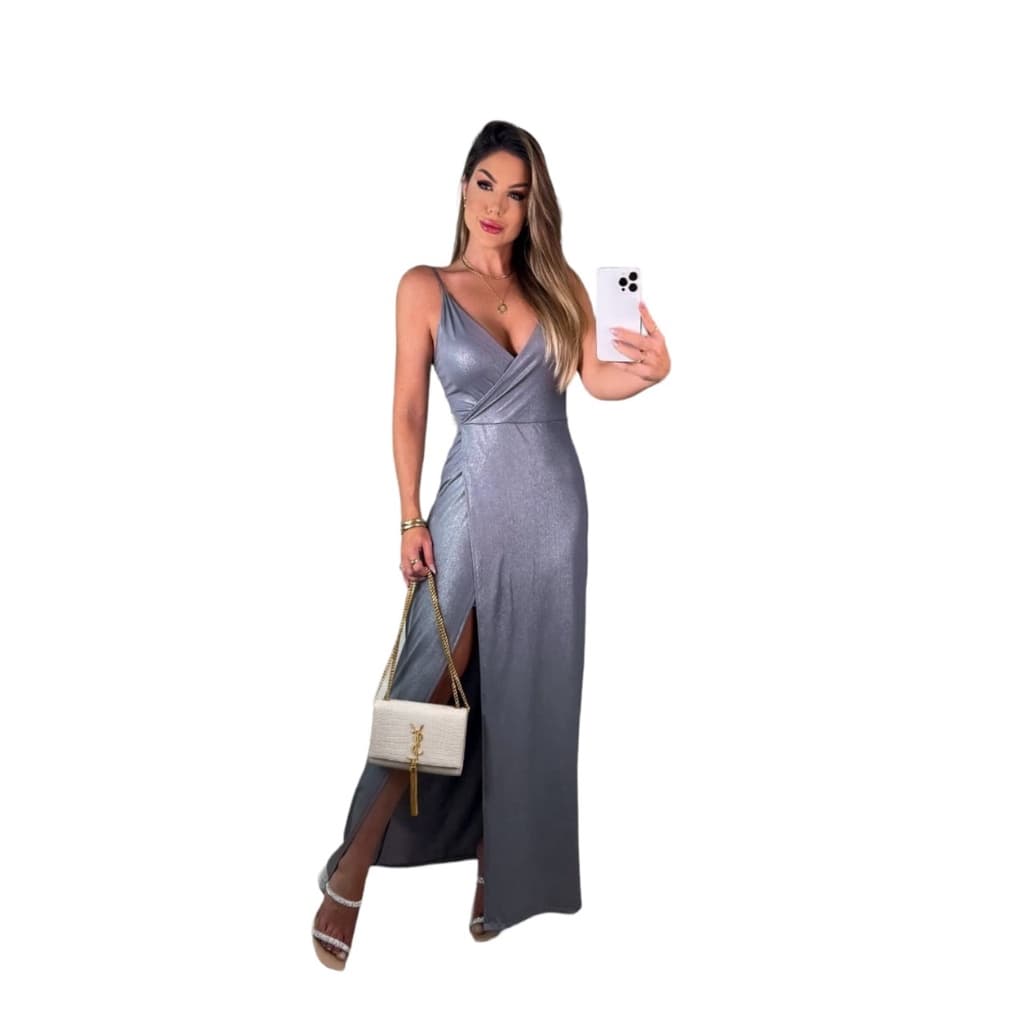 Vestido Feminino Longo Com Fenda