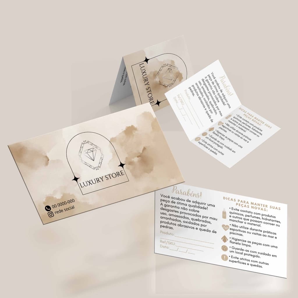 Termo de Garantia Jóias Personalizado Certificado
