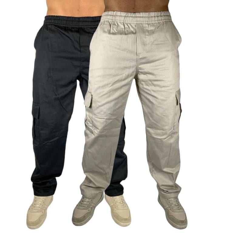 calça cargo sarja skate casual e moda unisex kit com 2