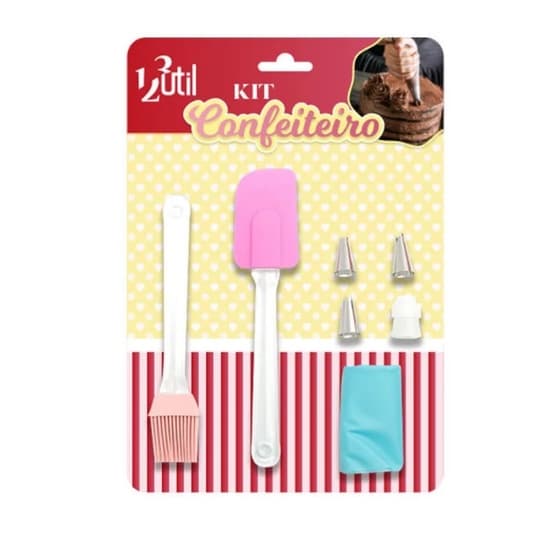 PINCEL ESPATULA E SACO CONFEITEIRO - JOGO COZINHA - 7PEÇAS