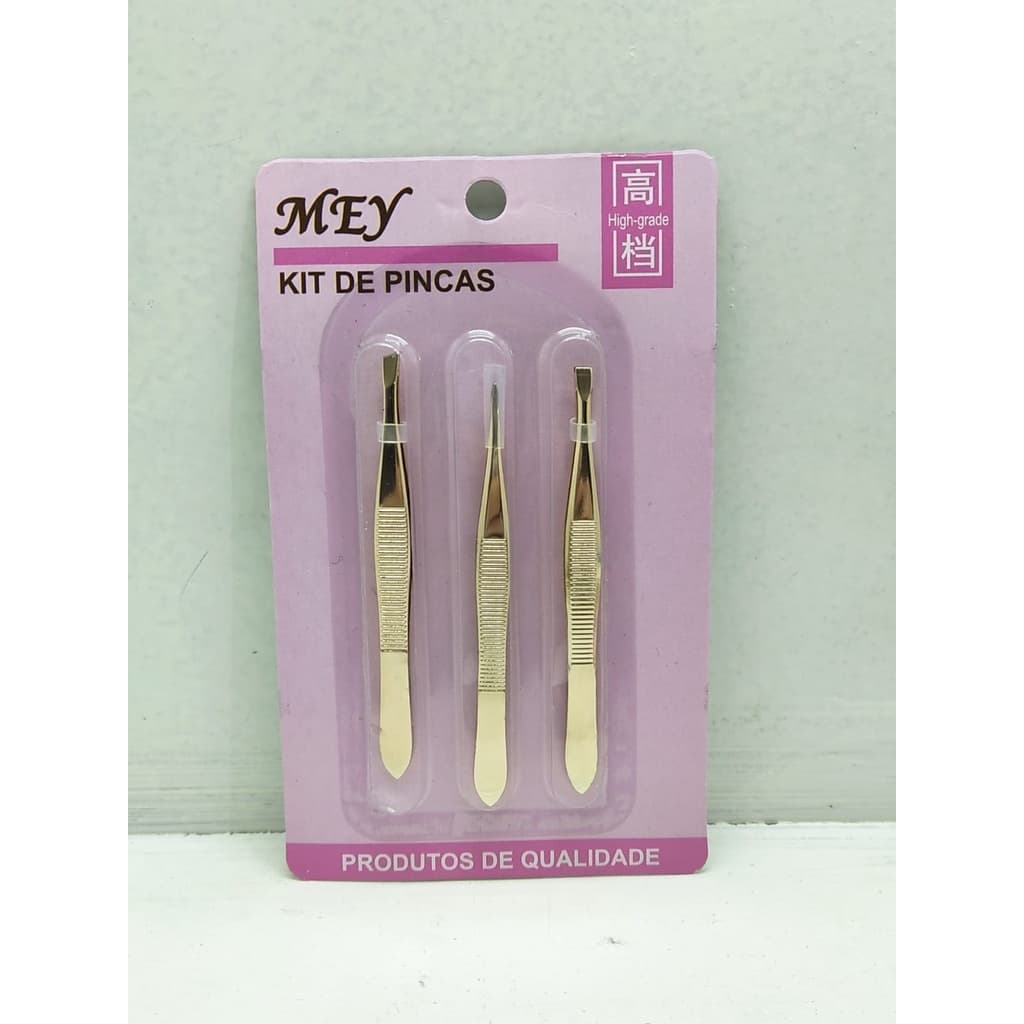 kit 3 Pinça Profissional Em Aço Inoxidável Para Sobrancelha / Remoção De Pelos / Sobrancelha