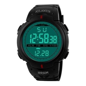 Atlantis Militar Impermeável Quartzo LED Multifuncional De Luxo Moda Masculino Relógio