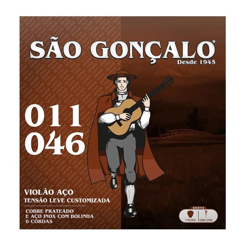Encordoamento Corda .011 Aço Prata para Violão São Gonçalo.