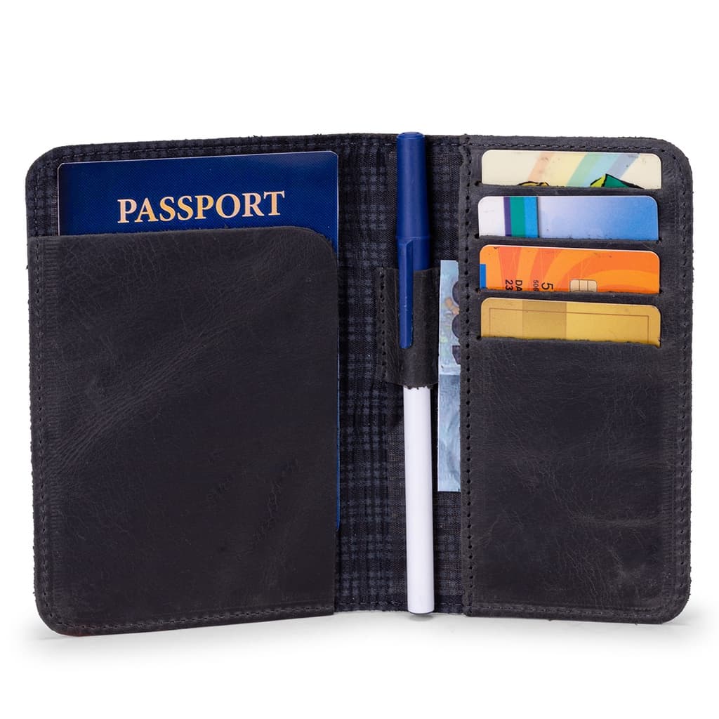 Carteira Capa Para Passaporte Em Couro Legítimo + Cédulas, Cartão e caneta Promoção