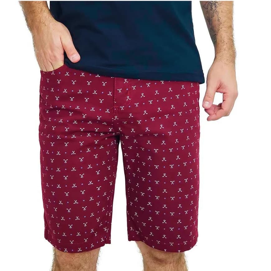 Bermuda Estampada Masculinas De Sarja Coloridas