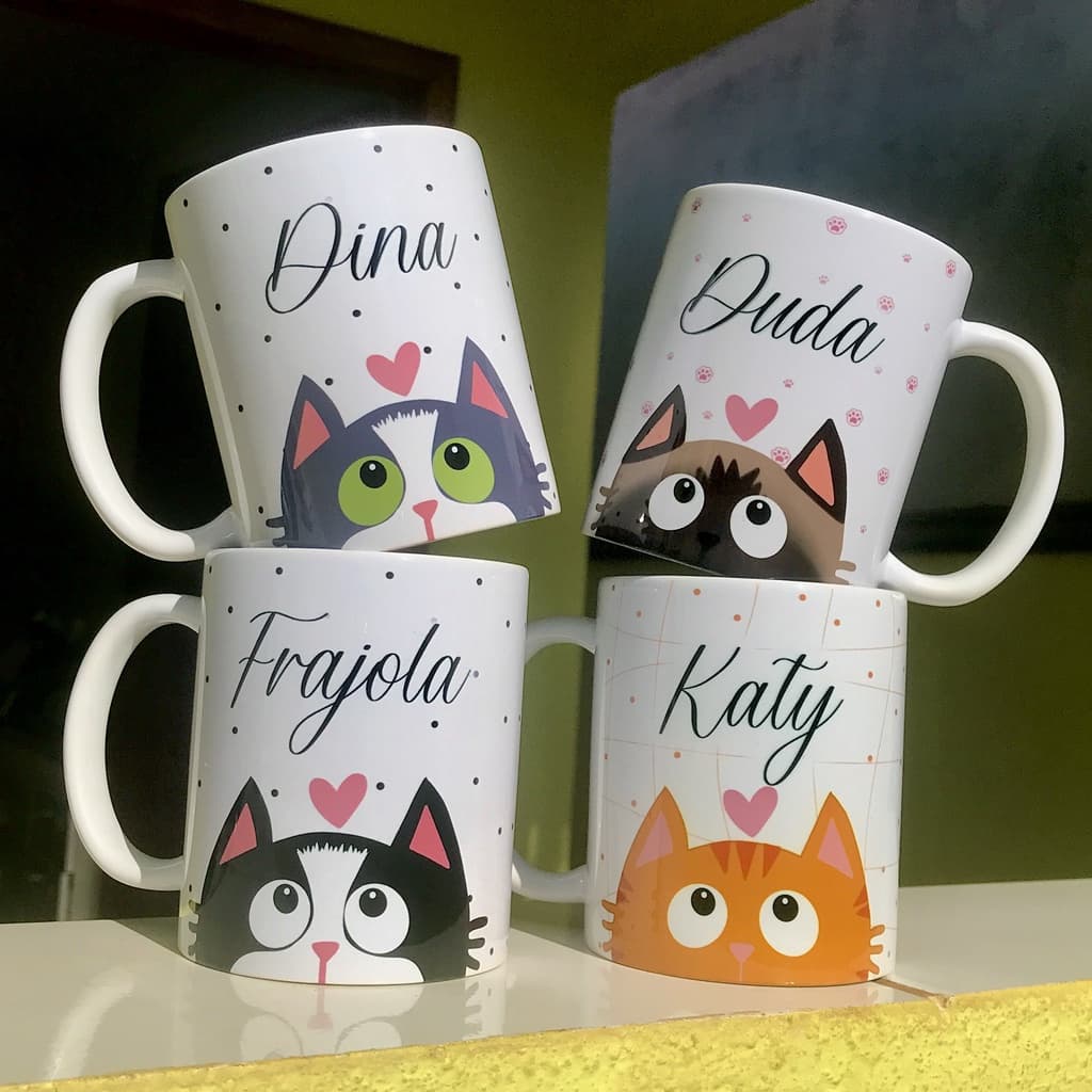 Caneca Coleção Gatinhos Fofos Personalizada Com Nome