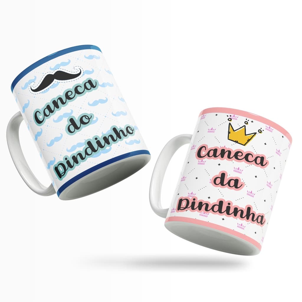 Canecas Promovidos a Dindo e Dinda - Kit 2 Unidades
