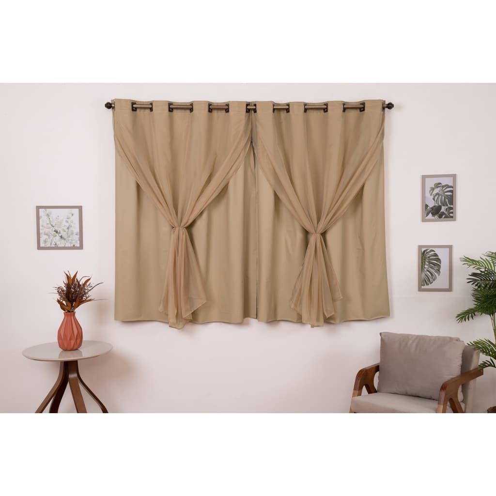 Cortina Com Blackout PVC e Tecido Voil para Sala Quarto  2,80 m x 1,80 m Varias Cores M2 Oferta