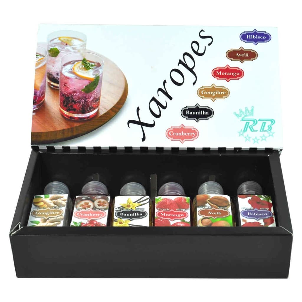 Kit 6 mini xaropes para drinks, gin tônica e vodka - importado