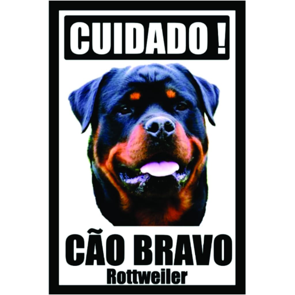 5 Placas Cuidado Cão Bravo Rottweiller 20x30cm