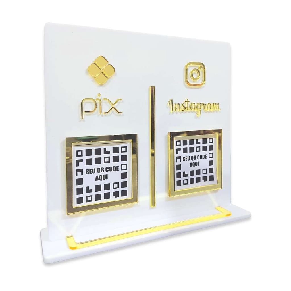 Placa Pix Acrílico  2 QR Code Display Para Comércio